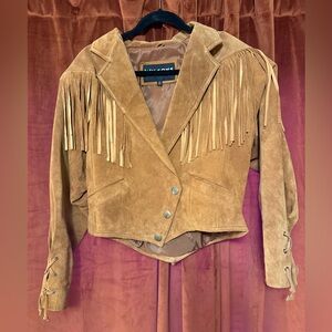 Wilson Suede Fringe Cropped Jacket in Tan